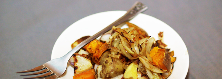 Roasted Potatoes, Sweet Potatoes & Turnips with Shallots