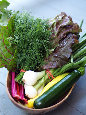 Raw veggies for squash salad