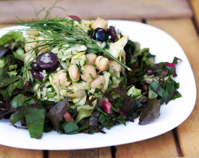 Mostly Raw Mediteranean Squash Salad