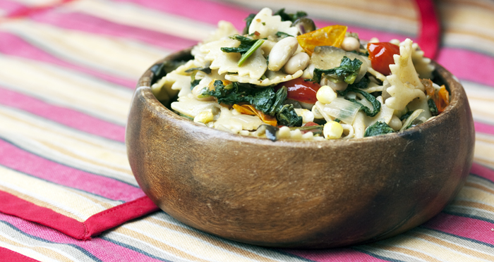 Eggplant & Summer Veggie White Bean Pasta