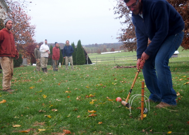 How does the farm crew celebrate the last harvest for the CSA ? Why with a game of croquet of course!