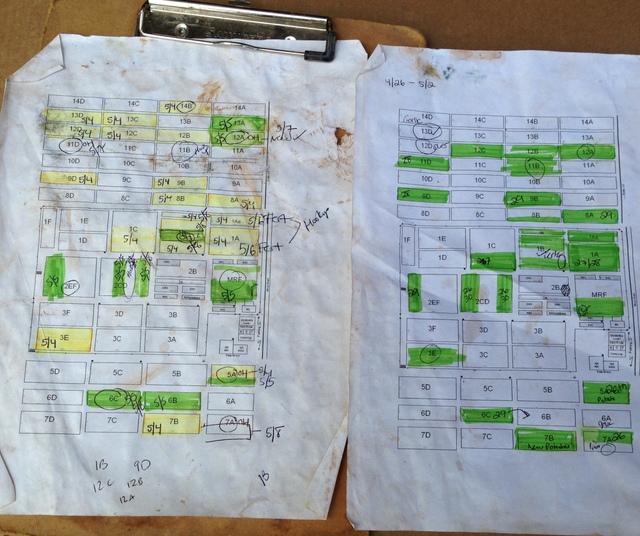 Justin makes weekly and now daily maps to plan out his irrigation schedule.
